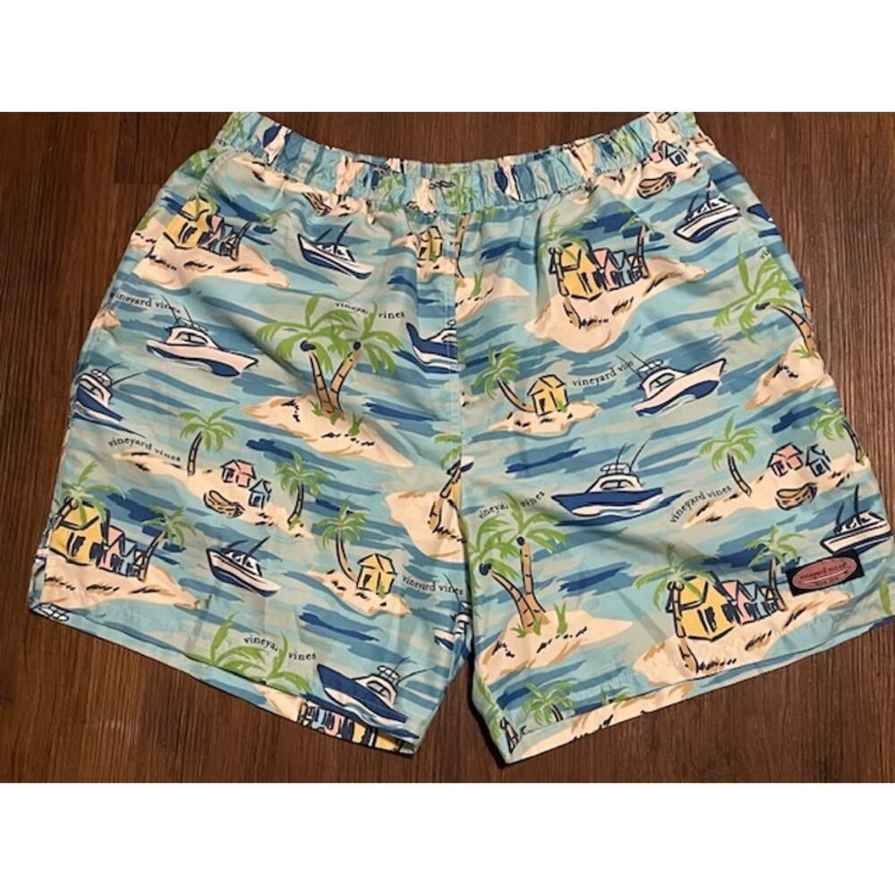 Vineyard Vines Men's Surf Swim Trunks Size‎ XL Blue Watercolor Print